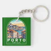 Porto Portugal Travel Art Embleem Sleutelhanger (Achterkant)