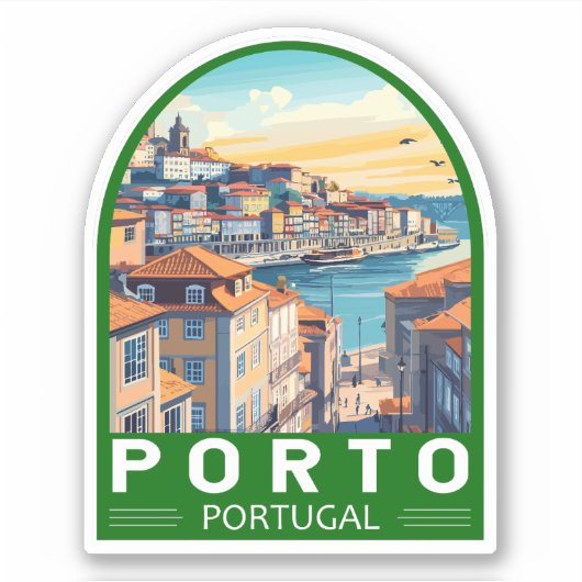 Porto Portugal Travel Art Embleem Sticker (Voorkant)