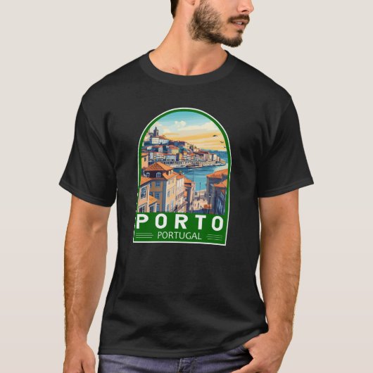 Porto Portugal Travel Art Embleem T-shirt (Voorkant)