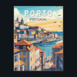 Porto Portugal Travel Art Vintage Briefkaart<br><div class="desc">Porto retro vector reisontwerp. Porto is een kuststad in het noordwesten van Portugal,  bekend om zijn statige bruggen en de productie van port.</div>