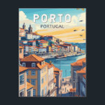 Porto Portugal Travel Art Vintage Briefkaart<br><div class="desc">Porto retro vector reisontwerp. Porto is een kuststad in het noordwesten van Portugal,  bekend om zijn statige bruggen en de productie van port.</div>