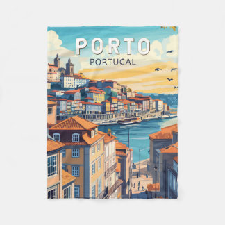 Porto Portugal Travel Art Vintage Fleece Deken