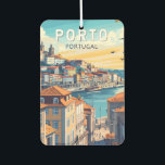 Porto Portugal Travel Art Vintage Luchtverfrisser<br><div class="desc">Porto retro vector reisontwerp. Porto is een kuststad in het noordwesten van Portugal,  bekend om zijn statige bruggen en de productie van port.</div>