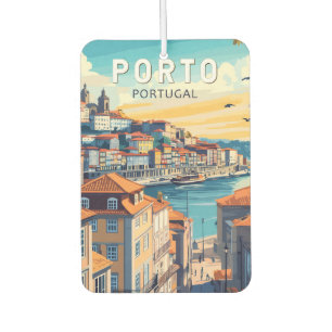 Porto Portugal Travel Art Vintage Luchtverfrisser