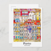 Porto Portugal Travel Waterverf Sketch met de hand Briefkaart (Voorkant / Achterkant)