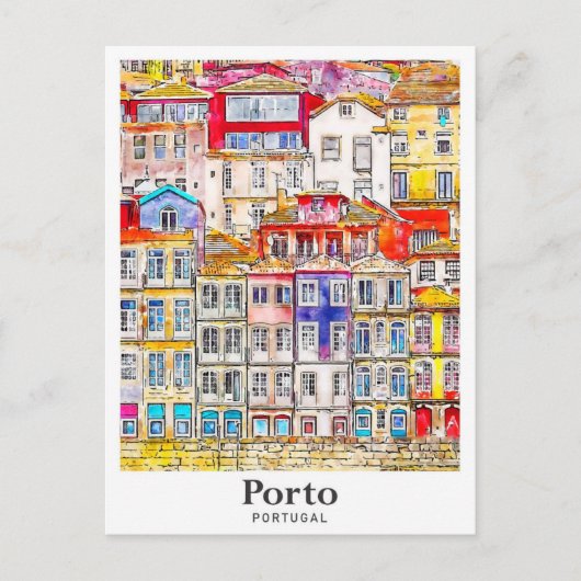 Porto Portugal Travel Waterverf Sketch met de hand Briefkaart (Voorkant)
