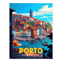 Porto Portugal vintage reisillustratie