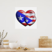 Porto Ricaanse vlag Harten Poster (Keuken)