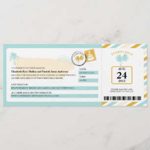 Porto Rico Airmail boarding Pass Wedding Kaart