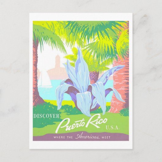  Porto Rico Travel Poster Briefkaart (Voorkant)