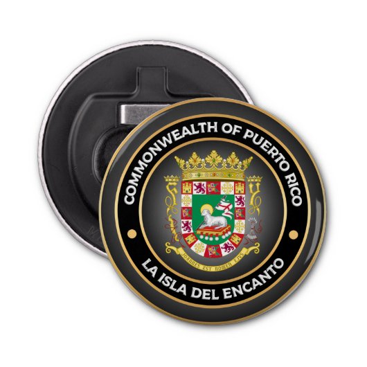 Porto Rico Wapenmunt Button Flesopener (Voorkant)
