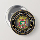 Porto Rico Wapenmunt Ronde Button 7,6 Cm (Voorkant /achterkant)