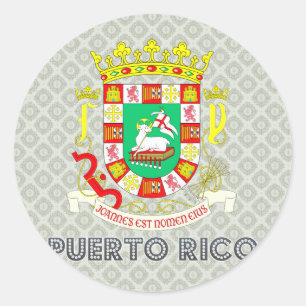 Porto Rico Wapenmunt Ronde Sticker
