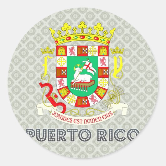 Porto Rico Wapenmunt Ronde Sticker (Voorkant)