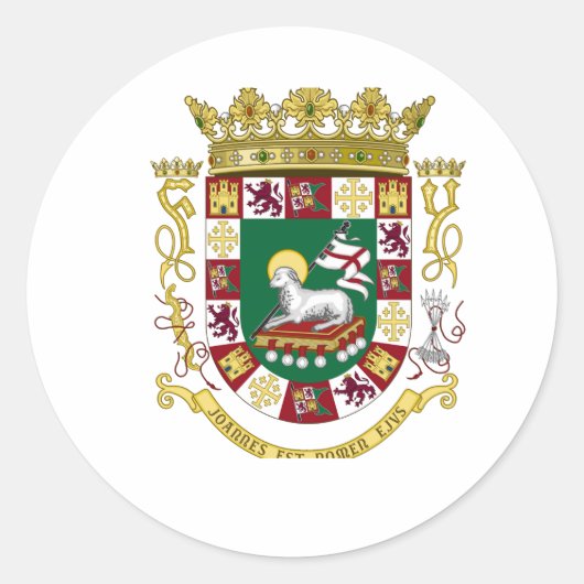 Porto Rico Wapenmunt Ronde Sticker (Voorkant)