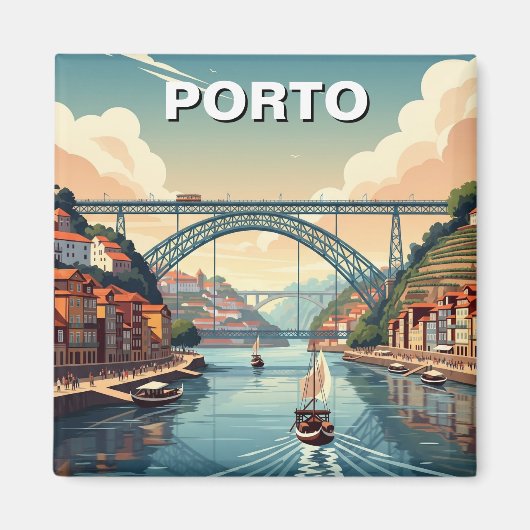 Porto River Cruise Portugal Reizen Magneet (Voorkant)