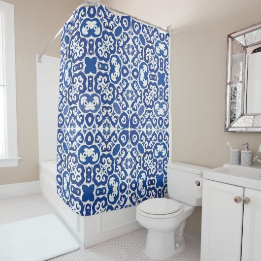 Porto Royale Classic Blue Baroque Douchegordijn (In situ)