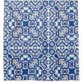 Porto Royale Classic Blue Baroque Douchegordijn (Voorkant)