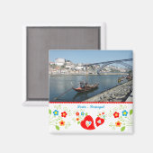 Porto-stad langs de rivier de Douro en de ijzerbru Magneet (Voorkant / Achterkant)