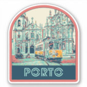 Porto-stad met tramwegafbeelding Portugal Sticker (Voorkant)
