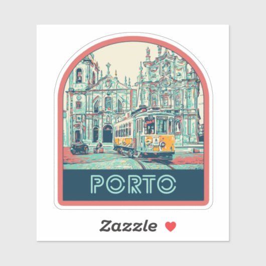 Porto-stad met tramwegafbeelding Portugal Sticker (Vel)