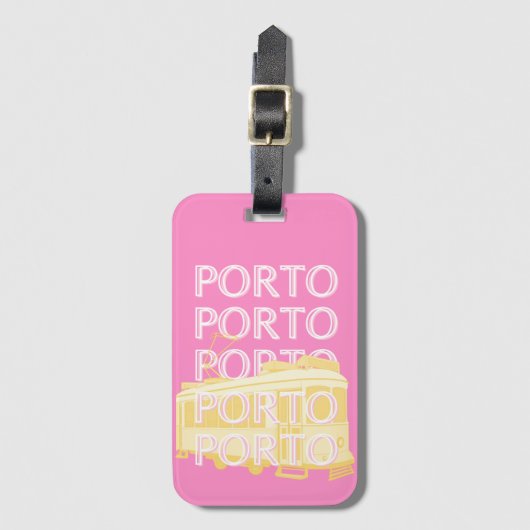 Porto Travel Art, Portugal, Roze Bagagelabel (Voorkant (verticaal))