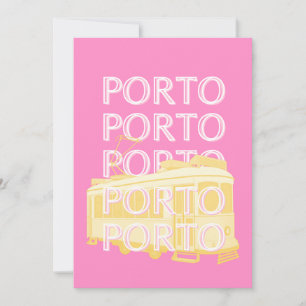 Porto Travel Art, Portugal, Roze Feestdagenkaart