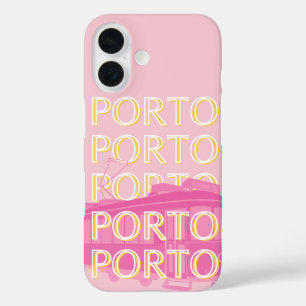 Porto Travel Art, Portugal, Roze, Preppy iPhone 16 Hoesje