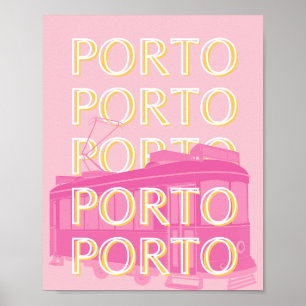 Porto Travel Art, Portugal, Roze, Preppy Poster