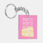 Porto Travel Art, Portugal, Roze Sleutelhanger (Voorkant Links)
