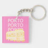 Porto Travel Art, Portugal, Roze Sleutelhanger (Achterkant)