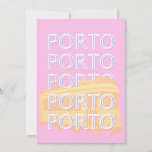 Porto Travel Art, Portugal Travel Art, Preppy Pink Feestdagenkaart