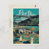 Porto Uitzicht met D. Luis I Bridge, Portugal Briefkaart (Voorkant / Achterkant)