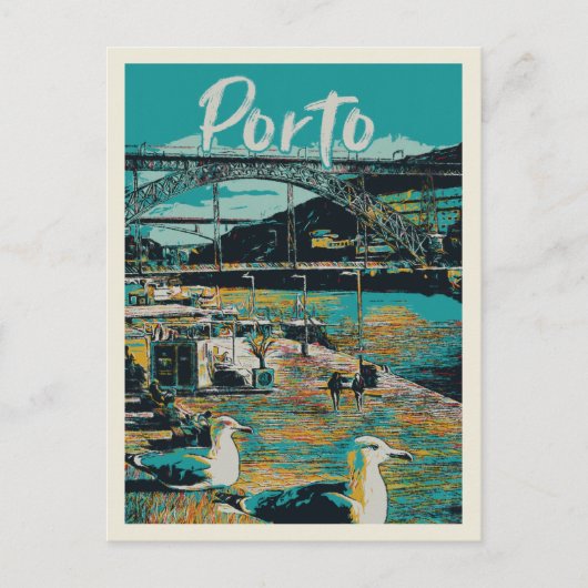 Porto Uitzicht met D. Luis I Bridge, Portugal Briefkaart (Voorkant)