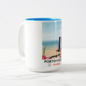 Porto-Vecchio, Franse strandreisposter Tweekleurige Koffiemok (Voorkant links)