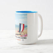 Porto-Vecchio, Franse strandreisposter Tweekleurige Koffiemok (Voorkant rechts)