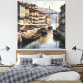 Porto waterverf canvas afdruk (Insitu (Slaapkamer))