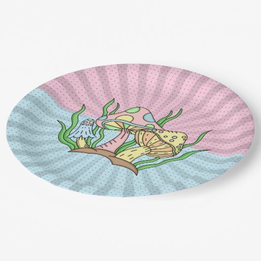 Portobello paddenstoel papieren bordje (Gekanteld)