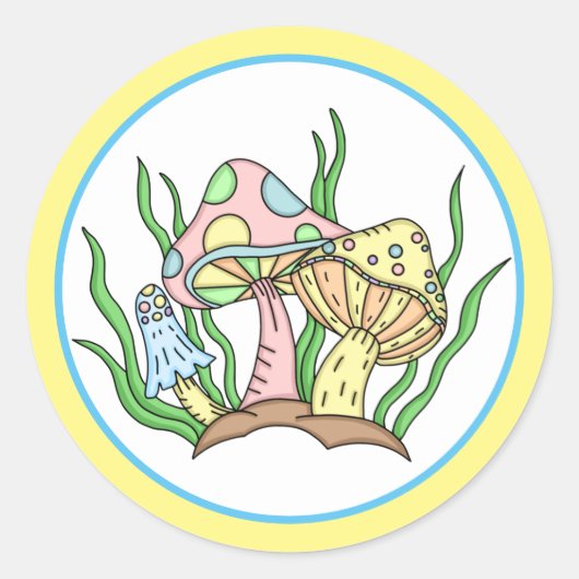 Portobello paddenstoel ronde sticker (Voorkant)