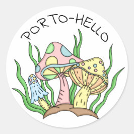 Portobello Pun Cute Pastel Ronde Sticker