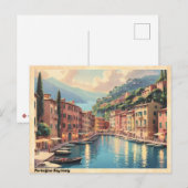 Portofino Bay Italië Vintage reizen Briefkaart (Voorkant / Achterkant)