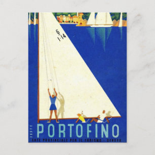  Portofino Blue Zee White Sailboat Tourism Briefkaart