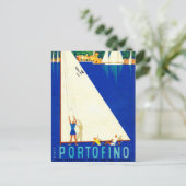  Portofino Blue Zee White Sailboat Tourism Briefkaart (Staand voorkant)
