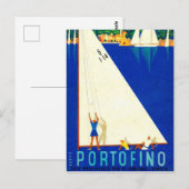  Portofino Blue Zee White Sailboat Tourism Briefkaart (Voorkant / Achterkant)