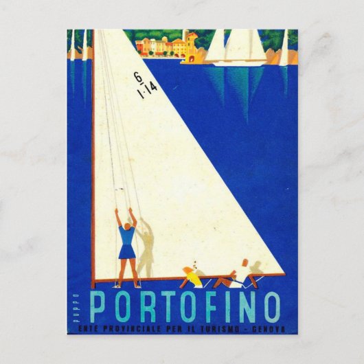  Portofino Blue Zee White Sailboat Tourism Briefkaart (Voorkant)