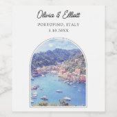 Portofino bruiloft gunst Italië gepersonaliseerd Wijn Etiket (Enkel label)