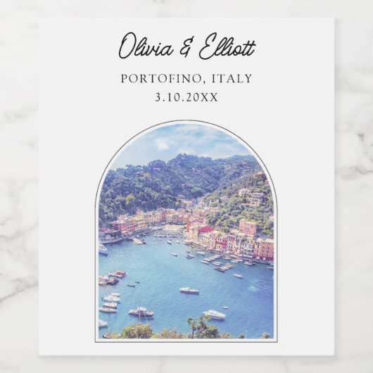 Portofino bruiloft gunst Italië gepersonaliseerd Wijn Etiket (Enkel label)