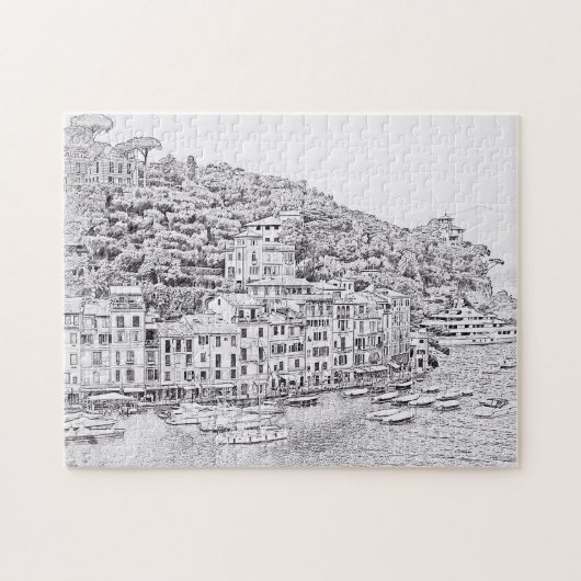 Portofino in zwart-wit - 11x14 - 252 pc legpuzzel (Horizontaal)