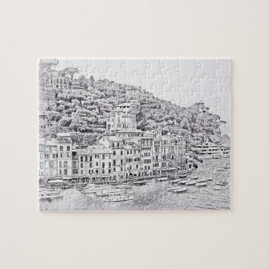 Portofino in zwart-wit - 8 x 10 - 110 pc legpuzzel (Horizontaal)