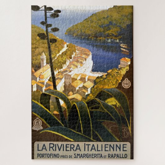  Portofino Italië Illustratie van Riviera Legpuzzel (Verticaal)
